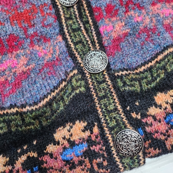 Icelandic Design | Vibrant Wool Button Up Sweater Coat AS-IS | Med/Large - Picture 2 of 12